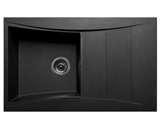 Black 1.0 Bowl SMC Synthetic Reversible Kitchen Sink & Waste